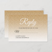シック金ゴールドグラデーショングリッターRSVP 招待状 (正面/裏面)