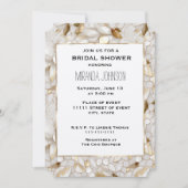 シック金ゴールドグラムホワイトロータスフラワーズブライダルシャワー 招待状 (正面)