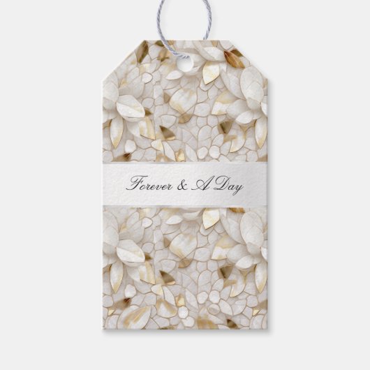 シック金ゴールドグラムホワイトロータスフラワーズ結婚ズ ギフトタグ (正面)