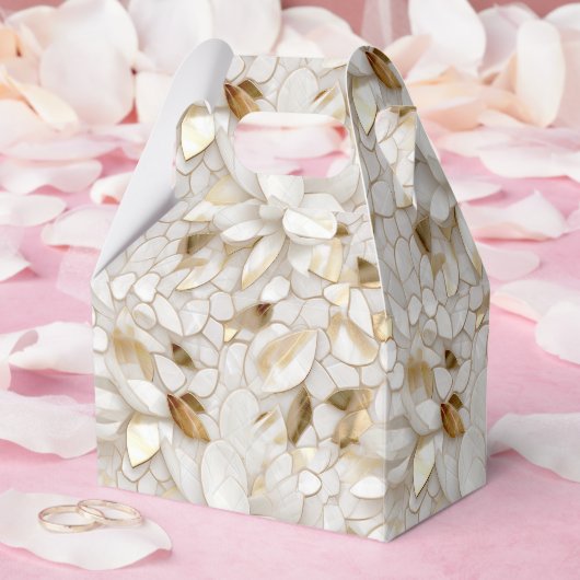 シック金ゴールドグラムホワイトロータスフラワーズ結婚ズ フェイバーボックス (ウェディング)