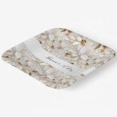 シック金ゴールドグラムホワイトロータスフラワーズ結婚ズ ペーパープレート (傾斜あり)