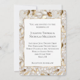 シック金ゴールドグラムホワイトロータスフラワーズ結婚ズ 招待状