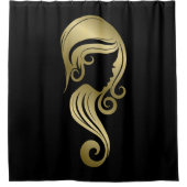 シック金ゴールドグラム美しいガールヘア&メイクアップサロン シャワーカーテン (正面)