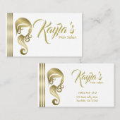 シック金ゴールドグラム美しいガールヘア&メイクアップサロン 名刺 (正面/裏面)