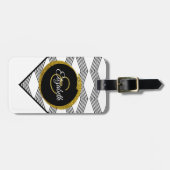 シック金ゴールドグリッターイニシャル文字モノグラム ラゲッジタグ (正面横)