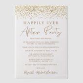 シック金ゴールドグリッターウェディングレセプション ベラム紙招待状 (正面)