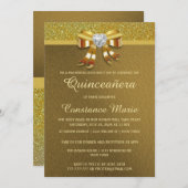 シック金ゴールドグリッターキンセアニェラ招待状 招待状 (正面/裏面)