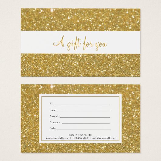 シック金ゴールドグリッターギフト券 (正面&裏面)