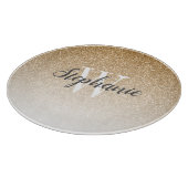 シック金ゴールドグリッターグラデーションモノグラム カッティングボード (角)