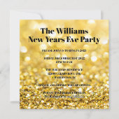 シック金ゴールドグリッターグラム2025年新年イブパーティー 招待状 (正面)