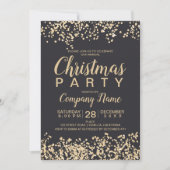 シック金ゴールドグリッターグレイ企業のクリスマスパーティー 招待状 (正面)