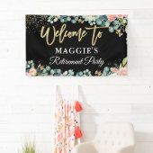 シック金ゴールドグリッターコーラルフローラリタイアメントパーティー 横断幕 (インサイチュ)