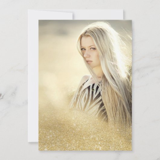 シック金ゴールドグリッターシックスクリプト赤面スイート16写真 招待状 (裏面)