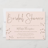 シック金ゴールドグリッタースクリガーリープトブラックブライダルシャワー 招待状 (正面)