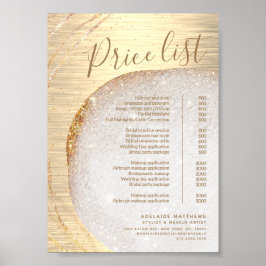 シック金ゴールドグリッタースタイリストサロン価格表サービス ポスター