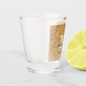 シック金ゴールドグリッタースパークルモノグラムエレガント ショットグラス (左)