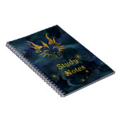 シック金ゴールドグリッタードラゴンヘッド&ダークブルーユニバース ノートブック (右側)
