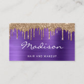 シック金ゴールドグリッタードリップスタイリスト 名刺 (正面)