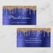 シック金ゴールドグリッタードリップスタイリスト 名刺 (正面/裏面)