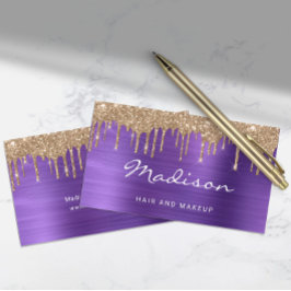 シック金ゴールドグリッタードリップスタイリスト 名刺