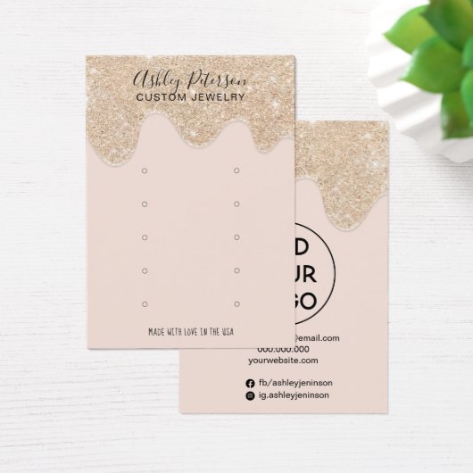 シック金ゴールドグリッタードリップス数々のトッドイヤリングディスプレイ (デスク)