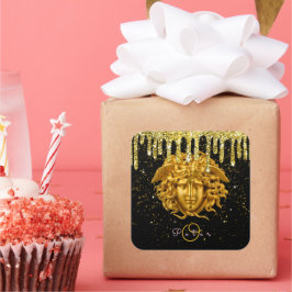 シック金ゴールドグリッタードリップメドゥーサスクリプトオートオートクチュール スクエアシール