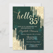 シック金ゴールドグリッタードロップスタースグリーン 招待状 (正面)