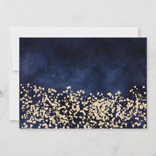 シック金ゴールドグリッターネイビー写真ティアラQuinceanera 招待状 (裏面)