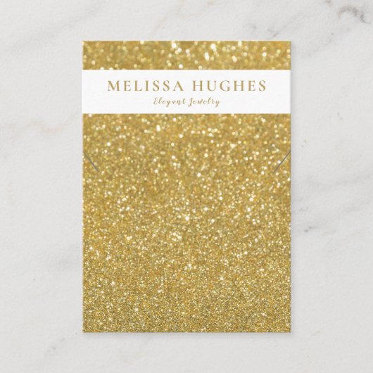 シック金ゴールドグリッターネックレスジュエリーディスプレイカード 名刺 (正面)