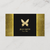 シック金ゴールドグリッターバタフライ金ゴールドセクイン 名刺 (正面)