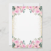 シック金ゴールドグリッターピンクフローラ60th60誕生日 招待状 (裏面)