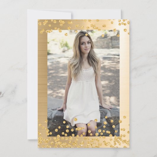 シック金ゴールドグリッターフォトスイート16パーティー 招待状 (裏面)