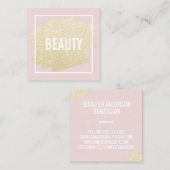 シック金ゴールドグリッターブラシストローク赤面ピンク美しい スクエア名刺 (正面/裏面)