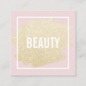 シック金ゴールドグリッターブラシストローク赤面ピンク美しい スクエア名刺 (正面)