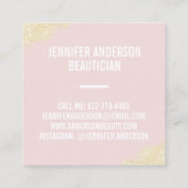 シック金ゴールドグリッターブラシストローク赤面ピンク美しい スクエア名刺 (裏面)