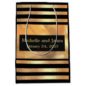 シック金ゴールドグリッターブラシメタルモノグラムブラック  ミディアムペーパーバッグ (正面)