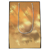 シック金ゴールドグリッターブラシメタルモノグラムブラック  ミディアムペーパーバッグ (裏面)