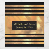 シック金ゴールドグリッターブラシメタルモノグラムブラック  ワインラベル (シングルラベル)