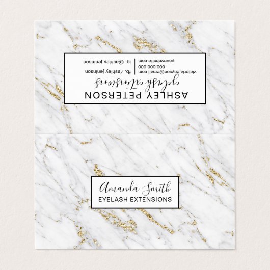 シック金ゴールドグリッターホワイトマーブルパタエレガントーン 名刺 (外部フラット)
