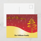 シック金ゴールドグリッターメリークリスマススクリプト金ゴールドツリー シーズンポストカード (正面/裏面)