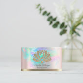 シック金ゴールドグリッターロータスホログラフィックインクバラ金ゴールド 名刺 (スタンド正面)