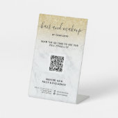 シック金ゴールドグリッター大理石メイクアップデジタルQR価格 台座サイン (正面)