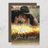 シック金ゴールドグリッター抽象芸術オーバーレイ結婚フォト 招待状 (正面/裏面)