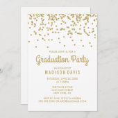 シック金ゴールドグリッター紙吹雪卒業パーティー 招待状 (正面/裏面)