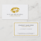 シック金ゴールドグリッター結婚リップズメイクアップアルティス 名刺 (正面/裏面)