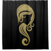 シック金ゴールドグリッター美しいガールヘア&メイクアップサロン シャワーカーテン (正面)