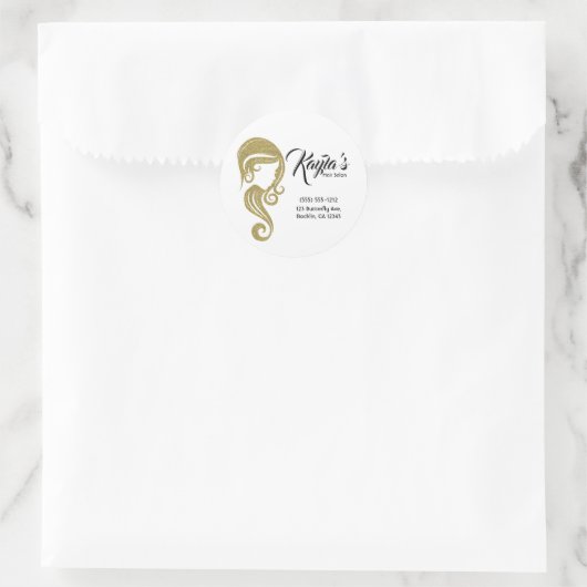 シック金ゴールドグリッター美しいガールヘア&メイクアップサロン ラウンドシール (バッグ)