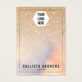 シック金ゴールドグリッター虹色ロゴネックレスディスプレイ