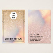 シック金ゴールドグリッター虹色ロゴネックレスディスプレイ (正面&裏面)