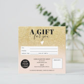 シック金ゴールドグリッター赤面ピンクギフト証明書ロゴ (スタンド正面)